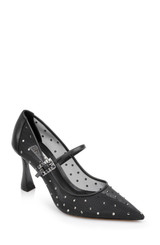 Black Leather | Antonia II Pointed Toe Mary Jane Pumps