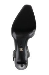 Black Leather | Aurelia Capped Toe T-Strap Stiletto Heels