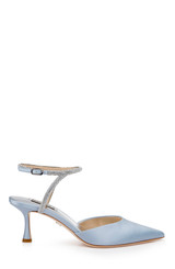 Azure Blue | Autumn Ankle Strap Kitten Heel Pumps Side