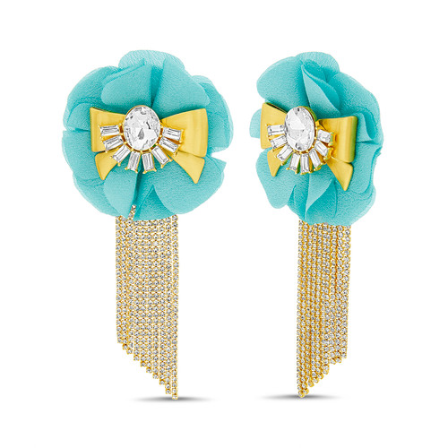 Irresistible Floral and Bow Earrings with Fringe Front Irresistible Floral and Bow Earrings with Fringe Front