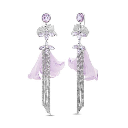 Adorable Earrings with Fringe and Petals Front Adorable Earrings with Fringe and Petals Front