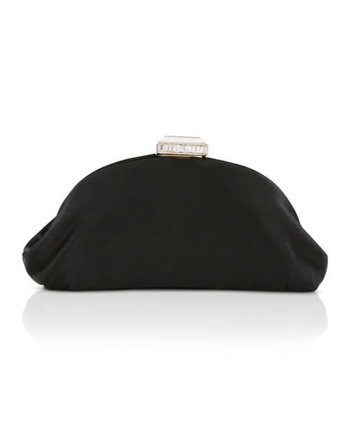 Black | Leia Satin Pouch Clutch Front Black | Leia Satin Pouch Clutch Front