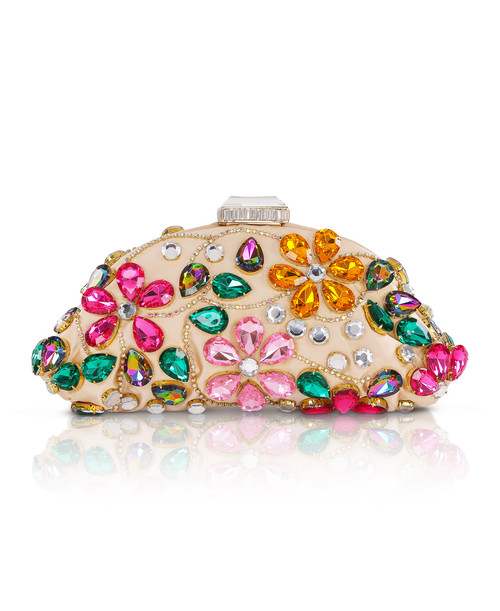 Nude Multi | Jem Crystal Floral Clutch Front