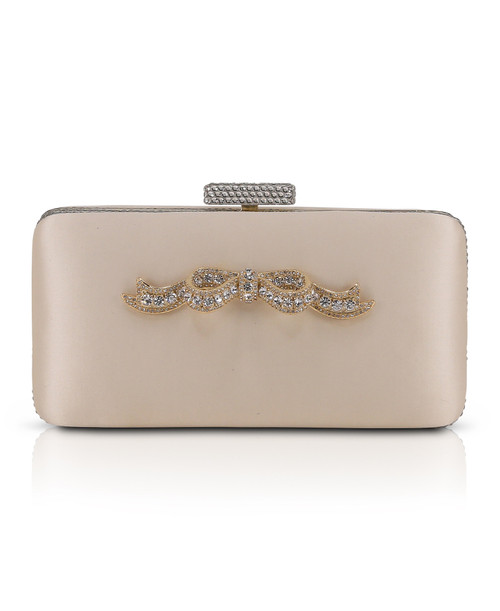 Ivory | Lexi Crystal Bow Clutch Front Ivory | Lexi Crystal Bow Clutch Front