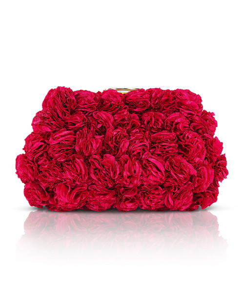 Magenta | Lulu Rosette Pouch Clutch Front Magenta | Lulu Rosette Pouch Clutch Front