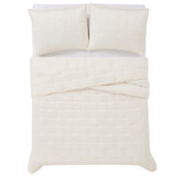 Ivory | Tufted Matte Satin Full/Queen 3 Piece Quilt Set