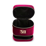 Burgundy Velvet Rectangle Cosmetic Train Case Detail