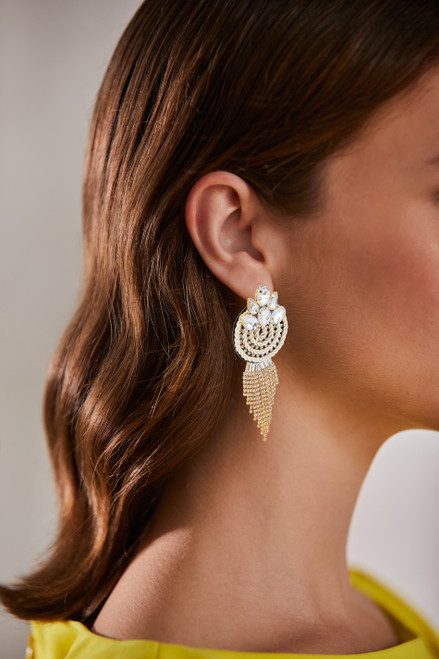 Stone Encrusted Braided Rope Earrings Detail
