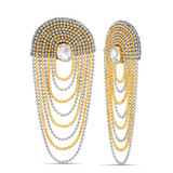 Gold | Ball Chain Waterfall Earrings with Crystal Accent