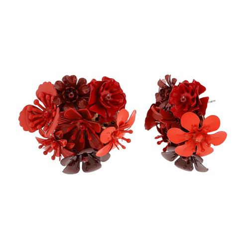 Red | Red Floral Cluster Stud Earrings Red | Red Floral Cluster Stud Earrings