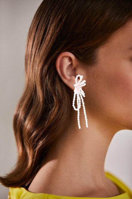 Pink | Pink Crystal Stone Bow Earrings Form