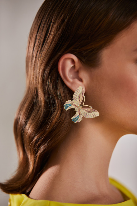 Pink | Enamel Butterfly Rhinestone Earrings Form