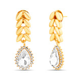 Gold | Metal Leaf Teardrop Earrings