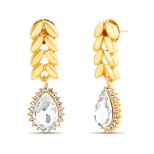 Gold | Metal Leaf Teardrop Earrings Gold | Metal Leaf Teardrop Earrings