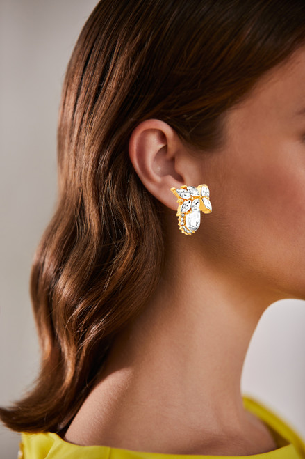 Gold | Navette and Teardrop Stud Earrings