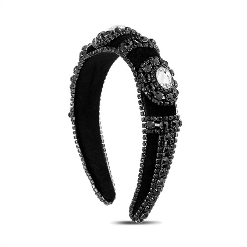 Black | Beaded Vintage Puff Headband Black | Beaded Vintage Puff Headband