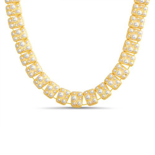 Gold | Scattered Pearl Metal Necklace Front Gold | Scattered Pearl Metal Necklace Front