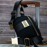 Black Sage Scuba and Vegan Leather Belt Bag with suitcase