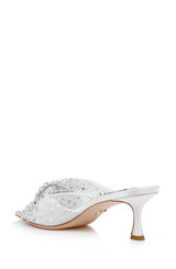 White | Brandy Rhinestone-Studded Mules