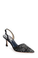 Black | Brenna Rhinestone-Studded 2-Piece Slingbacks
