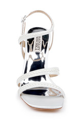 White | Brynlee Satin Bejeweled Strappy Sandal