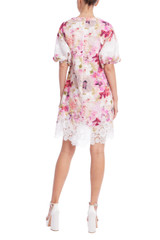 Pink Multi | Floral Embroidered Lace V-Neck Mini Dress Back