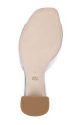 Silver | Cadence Leather Block Heel Slide