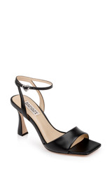 Black | Cady Leather Sandals with Heart-Shaped Buckle