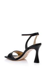 Black | Cady Leather Sandals with Heart-Shaped Buckle
