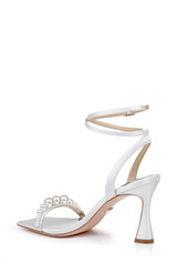 Soft White | Cailey Strappy Stiletto Sandal with Balled Vamp