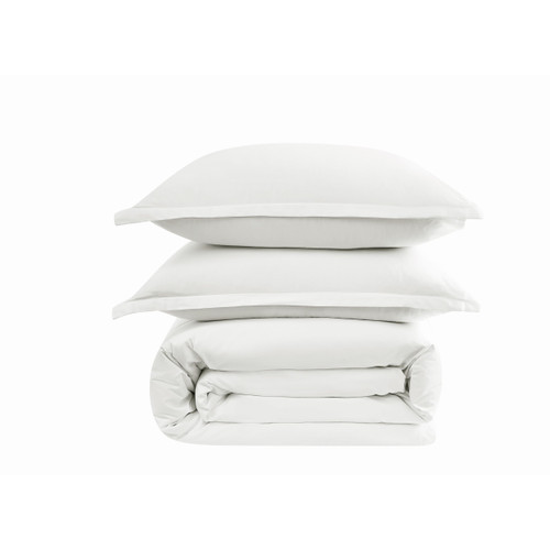White | Cotton Sateen White 3 Piece Duvet Set Silo White | Cotton Sateen White 3 Piece Duvet Set Silo