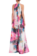 Fuchsia Multi | Racerback Printed Trapeze Gown Back
