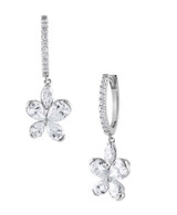 White Gold | Diamond Butterfly Drop Hoop Earrings Front Side