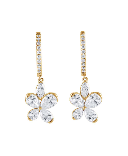 Yellow Gold | Diamond Butterfly Drop Hoop Earrings Front Yellow Gold | Diamond Butterfly Drop Hoop Earrings Front