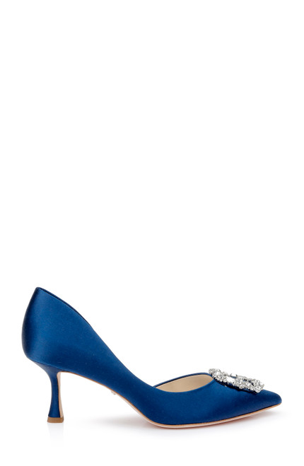 Navy | Fabia II Kitten Heels with Crystal Buckle