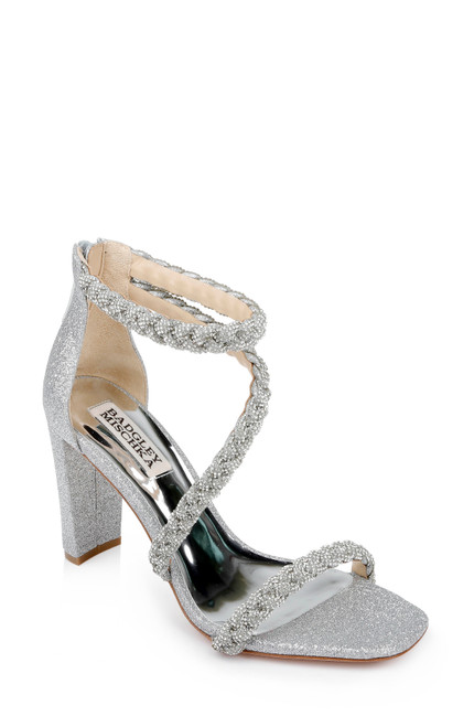 Silver | Fenix Braided Rhinestone Block Heels Silver | Fenix Braided Rhinestone Block Heels