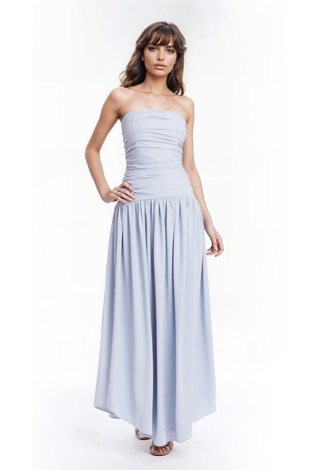 Blue | Hadley Strapless Drop Waist Gown Front Blue | Hadley Strapless Drop Waist Gown Front