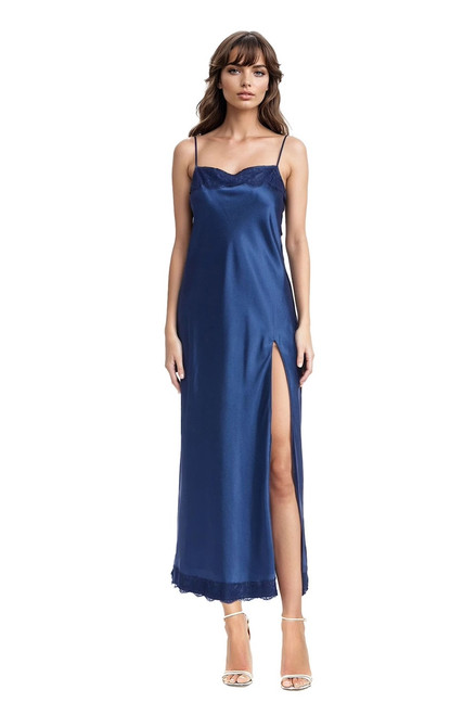 Midnight | Isabel Lace Trim Maxi Slip Dress Front