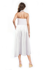 White | Justine Halter Neck Midi Dress Back