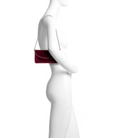 Bordeaux | Talia Satin Double Flap Clutch with Crystal Trim
