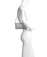 Silver | Talia Satin Double Flap Clutch with Crystal Trim