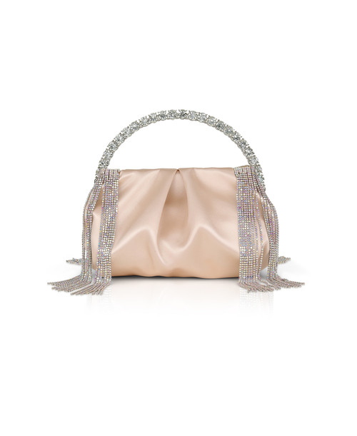 Champagne | Tatiana Crystal Fringe Pouch Clutch Champagne | Tatiana Crystal Fringe Pouch Clutch