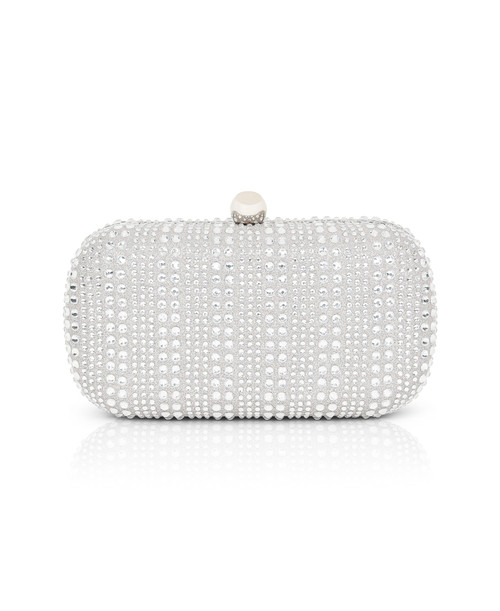 Silver | Christy Micro Glitter and Crystal Minaudiere Silver | Christy Micro Glitter and Crystal Minaudiere