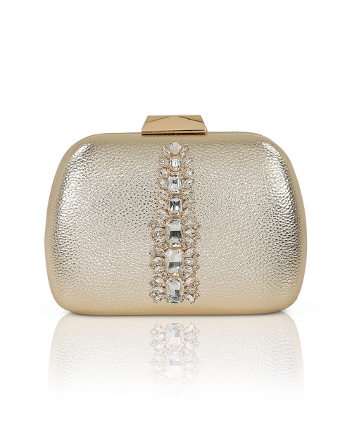 Gold | Halo Crystal Panel Minaudiere Front Gold | Halo Crystal Panel Minaudiere Front