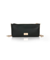Black | Piper Top Zip Crystal Fringe Leather Crossbody Back