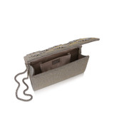 Silver Gold | Julie Bow Embellished Flap Clutch Open