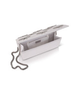 White | Julie Bow Embellished Flap Clutch Open