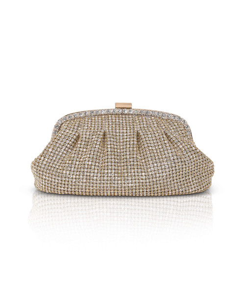 Gold | Khari Rhinestone Pleated Pouch Front Gold | Khari Rhinestone Pleated Pouch Front