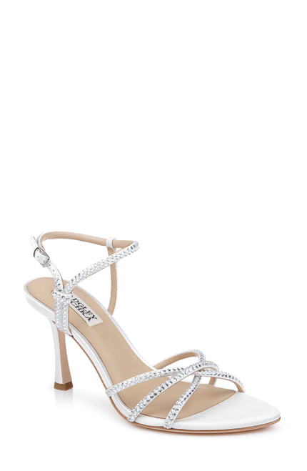 White | Julietta Satin Stiletto Sandals Front Side White | Julietta Satin Stiletto Sandals Front Side