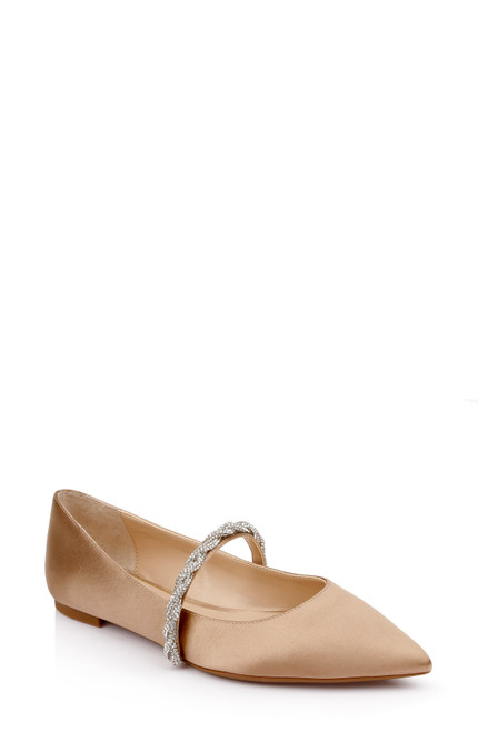 Dark Nude | Vana Pointed Flats with Embellished Straps Dark Nude | Vana Pointed Flats with Embellished Straps